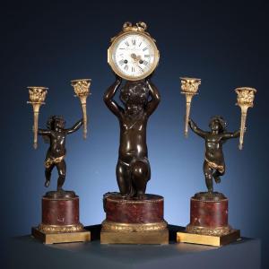 Tryptique Ancien en Bronze Attr. E. L. Henry Dasson France XIX Siècle 