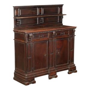 Buffet Baroque Ancien Noyer 3 Tiroirs Piémont XVIIIe Siècle