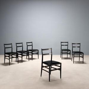 Chaises Cassina Leggera Design Gio Ponti Cuir des Années 60-70