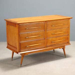 Vintage Chest Of Drawers Mahogany Veneer Design Italy 1960s