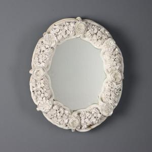 Antique Venetian Mirror White Glass Decorations XIX Century