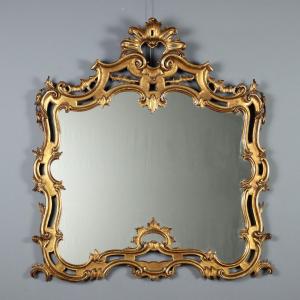Antique Mirror Carved Gilded Wood Italy Early XX Century