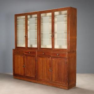 Bibliothèque Ancienne Mélèze 4 Tiroirs Italie XIXe Siècle