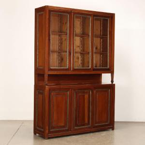 Antique Cupboard Larch Sheeth Metal Sliding Doors Italy XX Century