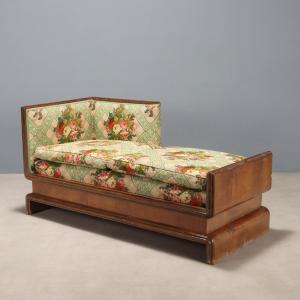 Antique Sofa Art Déco Walnut Fabric Italy XX Century