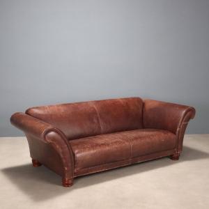 Brown Leather Sofa Italy 20th Century