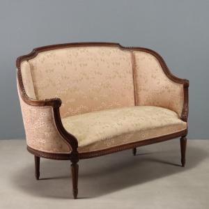 Antique Sofa Neoclassical Style Walnut Carvings XIX Century