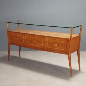 Commode Vintage Design Plaquée en Merisier 6 Tiroirs Années 50