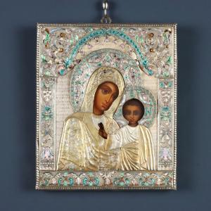 Copie d'icône en argent par Julius Rappoport pour Fabergé Russie, première moitié du XXe siècle