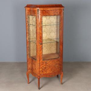 Vitrine Ancienne Plaquée en Bois de Rose Bronze France XXe Siècle