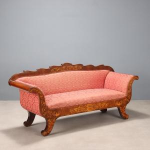 Canapé Charles X en acajou avec incrustations d'érable Italie, première moitié du XIXe siècle