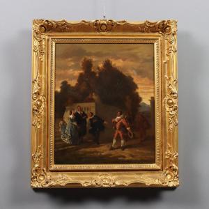 Antique Painting The Presentation Oil On Canvas French School '800