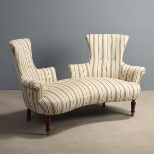 19th-century Italian Beechwood Conversation Sofa