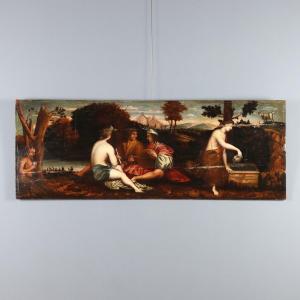 Tableau Ancien Concert Huile sur Panneau Italie du XVIIIe Siècle