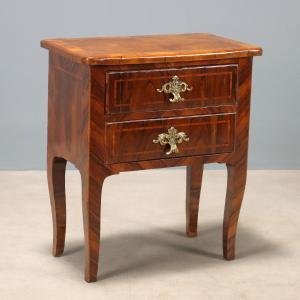 Baroque Walnut Nightstand With Rosewood Inlays, Central Italy, 18th Century