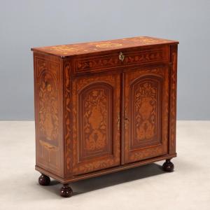 Dutch Mahogany Sideboard With Fillet Work And Inlays, Late 19th Century