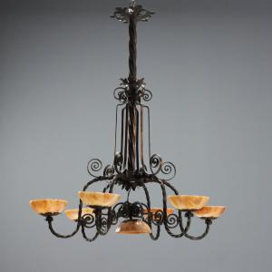 Lustre Liberty en métal bruni Italie, premier quart du XXe siècle