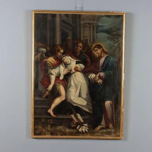 Tableau Ancien L'Extase de Sainte Catherine de Sienne '600