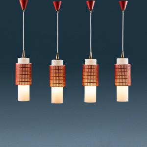 Lampes à Suspension Vintage Métal Verre Laiton des Années 1960