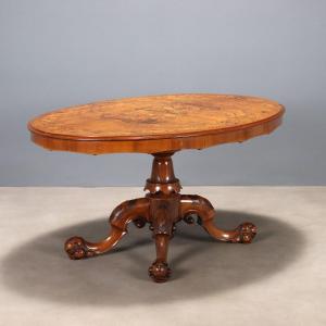 Table Ancienne Acajou Plateau Oval Bruyère Royaume-Uni Angleterre, XIXe Siècle