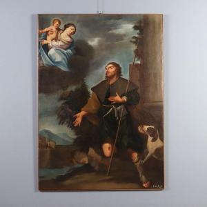 Tableau Ancien Sujét Sacré Huile sur Toile 1747