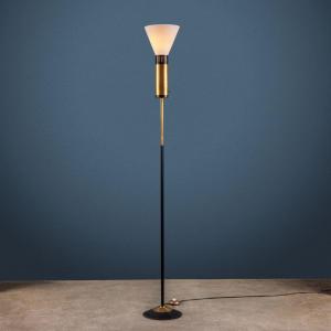 Stilnovo Vintage Floor Lamp Aluminium Brass Metal Italy 1960s