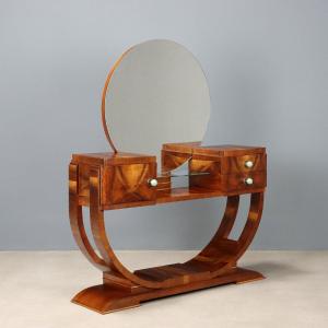 Coiffeuse Art Déco plaquée noyer Italie, deuxième quart du XXe siècle