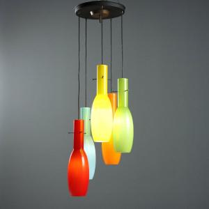 Lampe à Suspension Verres Colorés Design Italie Années 1960