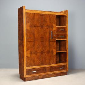 Vintage Wardrobe Burl Aluminium Design Italy 1930s