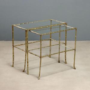 Vintage Coffee Tables Bamboo-shaped Brass Design 1960s