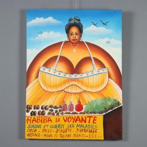 African Naive Painting The Medical Herb Seller XX Century Original