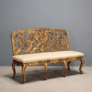 Eclectic Sofa In Carved And Gilded Wood, Italy, Third Quarter Of The 19th Century