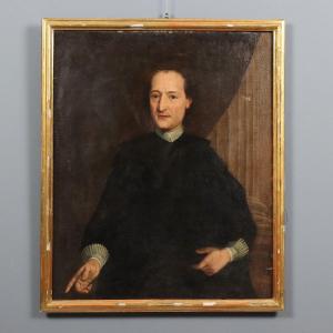 Tableau Ancien Portrait d'un Homme d'Église Italie XVIIIe Siècle Original