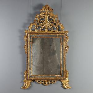 Carved And Gilded Linden Wood Mirror, Piedmont, Mid-18th Century