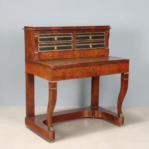 Bureau Napoléon III Ancien Acajou Métal France XIXe Siècle