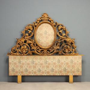 Antique Headboard Carved And Gilded Wood Italy Early XIX Century Original