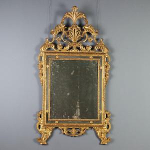 Wall-mounted Mirror In Carved And Gilded Wood, Piedmont, Mid-18th Century