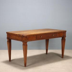 Antique Directoire Table Walnut Drawer Italy XVIII-xixi Century Original