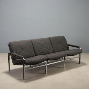 Canapé Vintage Strässle Design André Vandenbeuck Tissu Années 60-70