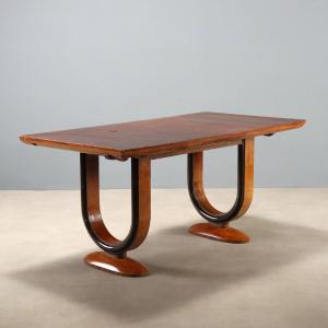 Art Deco Table In Rosewood And Tuia Burl, Italy, Second Quarter Of The 20th Century