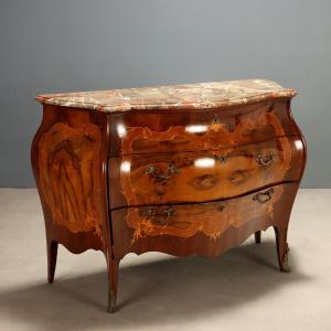 Antique Chest Of Drawers Baroque Walnut Marble Italy XX Century Original