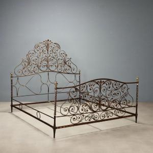 Antique Double Bed Wrought Iron Genoa Italy XVIII Century Original