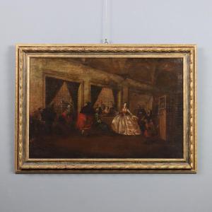 Antique Painting The Parlour Of The Nuns Of San Zaccaria '800 Copy