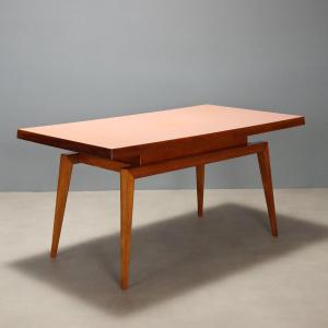 Vintage Table Oak Laminate Design Italy 1960s Original
