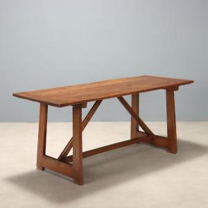 Early 20th-century Italian Walnut Table With Antique Woods