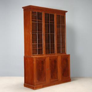 Mahogany Bookcase With Hand-blown Glass, England, Early 20th Century