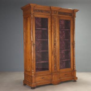 Vitrine Ancienne Noyer Verre Italie du XIXe Siècle