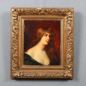 Tableau Ancien Signé Édouard D'Otemar Portrait XIXe Siècle Original