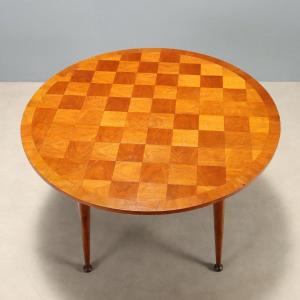 Table Vintage Plaquée en Hêtre Design Italie des Années 1950 Originale