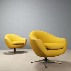 Fauteuils Pivotants Vintage Design Carl Eric Klote pour Overman MFG